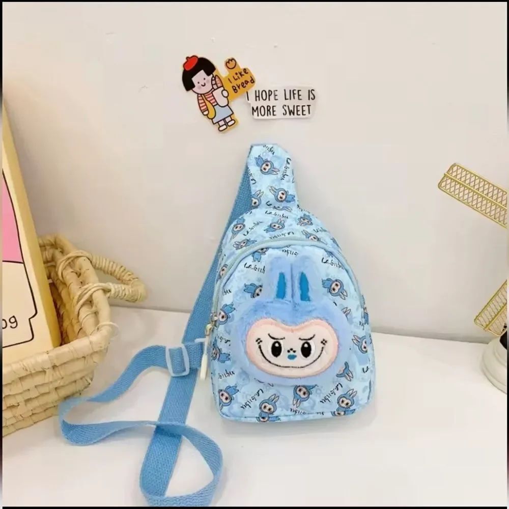 Labubu The Monsters Blue Theme Fuzzy Mini Bookbag Character Kawaii